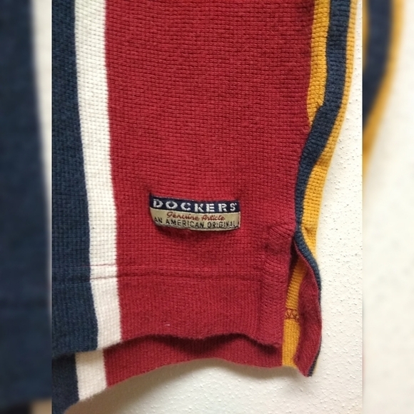 Dockers men's polo shirt red and stripes size L - Picture 6 of 6